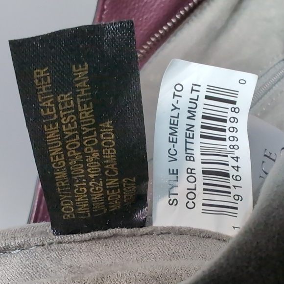 Vince Camuto Genuine Snake Embossed Leather Purple/Black   Emely Tote Bag. - Picture 11 of 15